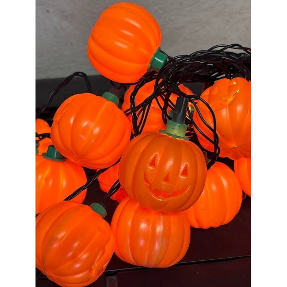 Vintage Halloween Pumpkin String Lights Jack‎ O Lanterns 19 Pumpkins Tested